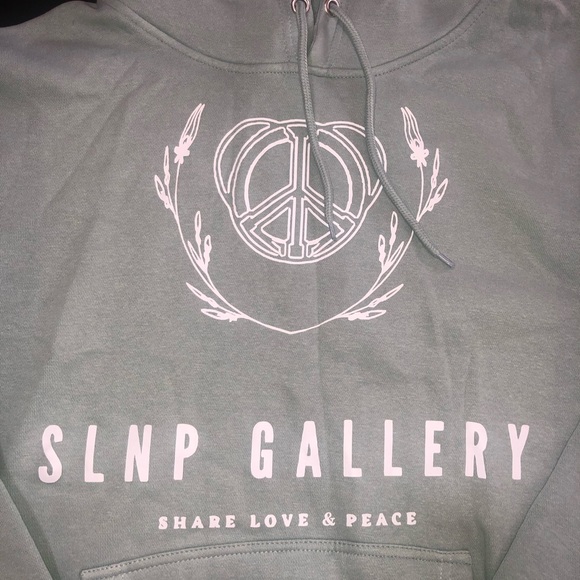 Luxury SLNP Gallery Share Love & Peace Premium Sage Hoodie - Picture 4 of 4